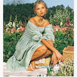 Boho Flowy Cottagecore Gingham Midi Dress 🤍